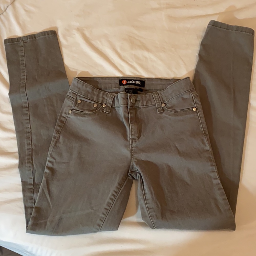 Girls SCISSOR Skinny Jeans Green Sz 16